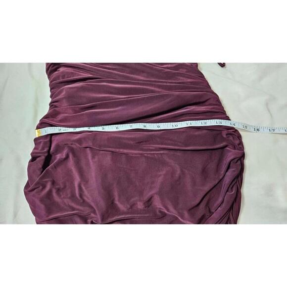Windsor Women's Elegant Burgundy Ruched Formal Maxi Dress With Slit - Picture 6 of 7